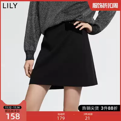 LILY winter new women's velvet stitching hot Diamond a short skirt skirt