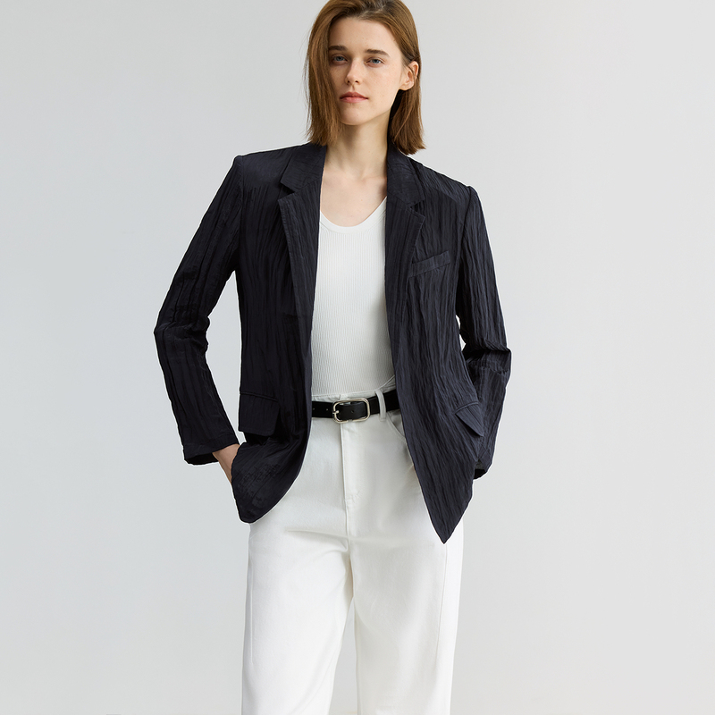 [Same Style as in Shopping Malls] Lily2026 Early Autumn New Style Pleated Textured Lapel Loose Casual Blazer