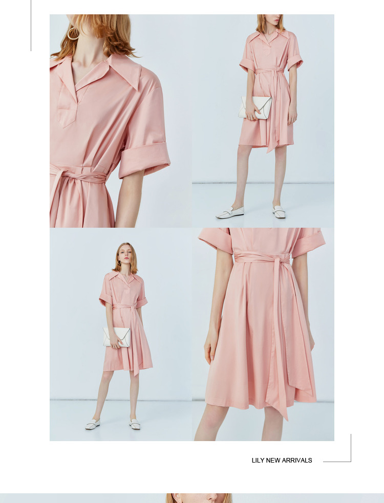 Lily2019 mùa hè mới cho phụ nữ Áo thun cotton tay ngắn A-line 119250C7584 - Váy eo cao 	váy eo con kiến	