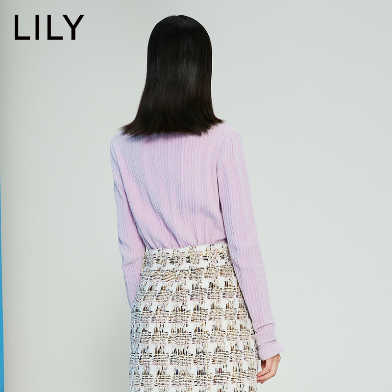 LILY2019 Winter New sọc Nửa cao cổ áo dệt kim dài tay rắn màu dưới Edsole Phụ nữ 119420B8328