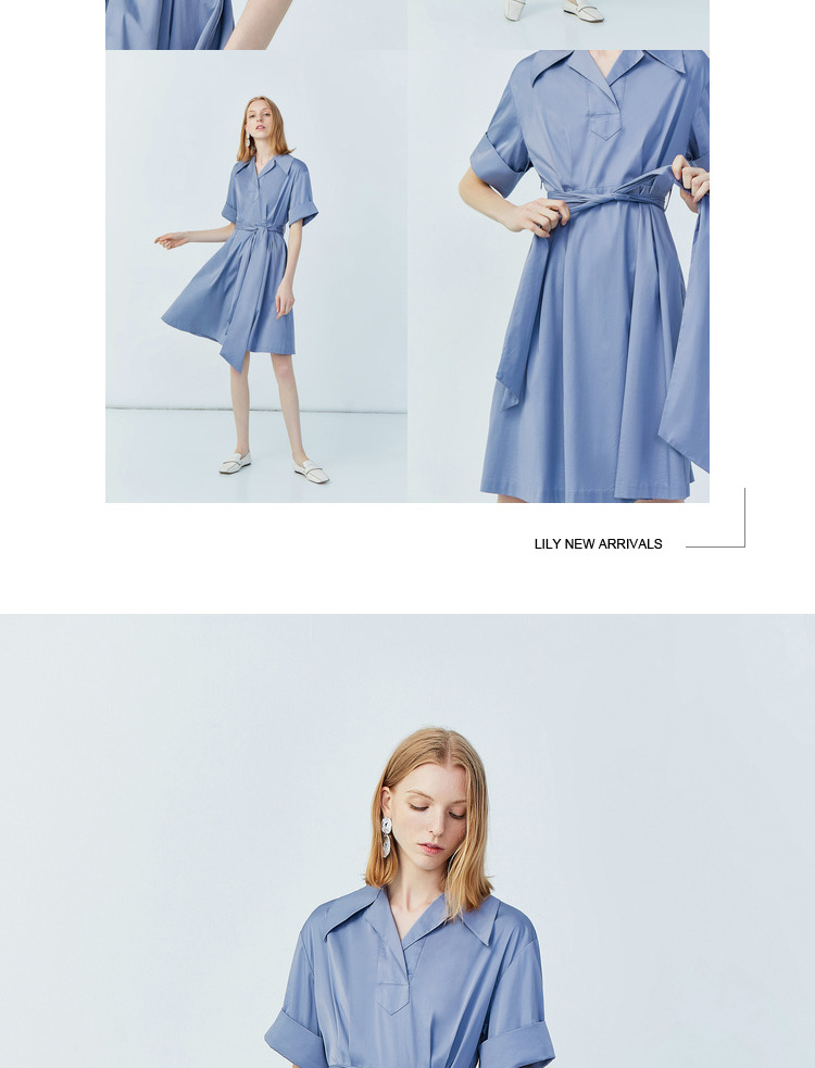 Lily2019 mùa hè mới cho phụ nữ Áo thun cotton tay ngắn A-line 119250C7584 - Váy eo cao 	váy eo con kiến	