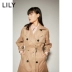 Lili lily2021 quần áo phụ nữ mùa thu Lily hit color áo khoác gió dài giữa ngực 120100C1608 - Trench Coat