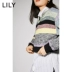 LILY2020 phụ nữ mới sọc đan áo len lỏng giữa áo len dài - Đan Cardigan