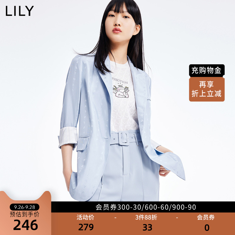 LILY2022 summer new women's breathable acetate letter print playful love button commuter small suit jacket