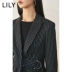 Lily Lily2020 Mùa thu Nữ Lily Stripe Slim Fit Với ​​Sợi Váy Áo khoác nhỏ 120100C2606 - Business Suit