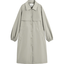 (Same style in the mall) LILY new womens fashion casual sports solid color long commuter windbreaker jacket for women
