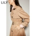 Lili lily2021 quần áo phụ nữ mùa thu Lily hit color áo khoác gió dài giữa ngực 120100C1608 - Trench Coat