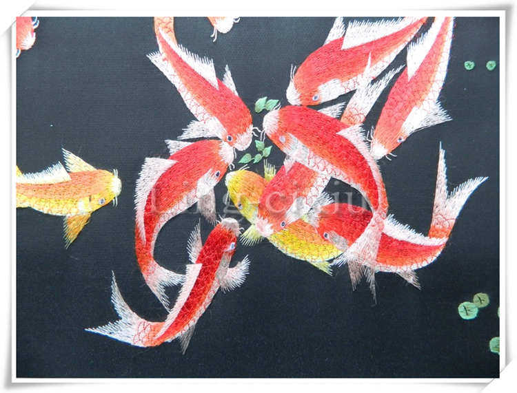 Вышивка Сучжоу 艺绣源苏绣礼品成品客厅画刺绣装饰画蜀绣湘绣九鱼图荷花富贵有余