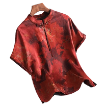 2024 Summer Clothing for Middle-aged and Elderly Mothers Hangzhou Silk Shirt Heavy Silk Top Womens Mulberry Silk Xiangyunsha T-shirt
