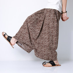 ແບບຈີນຜູ້ຊາຍຕ່ໍາ crotch baggy pants harem pants ວ່າງຂະຫນາດໃຫຍ່ skirt pants Nepalese bloomers ແບບຈີນດັດແກ້ Hanfu