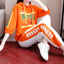 Tide fashion sportswear suit woman 2023 spring and autumn seven - point sleeve Han edition two pieces of relaxed gas relaxation