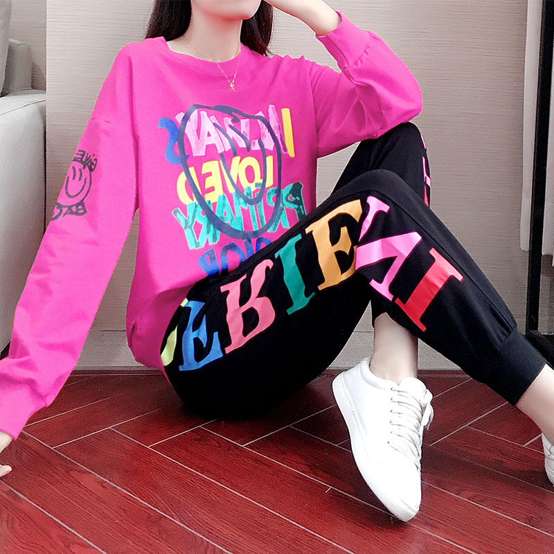Hip Hop Fashion Sportswear Suit Women's Spring Autumn Season 2022 Sweatpants Casual Pants Two Sets Loose Tide and Decreasing Age