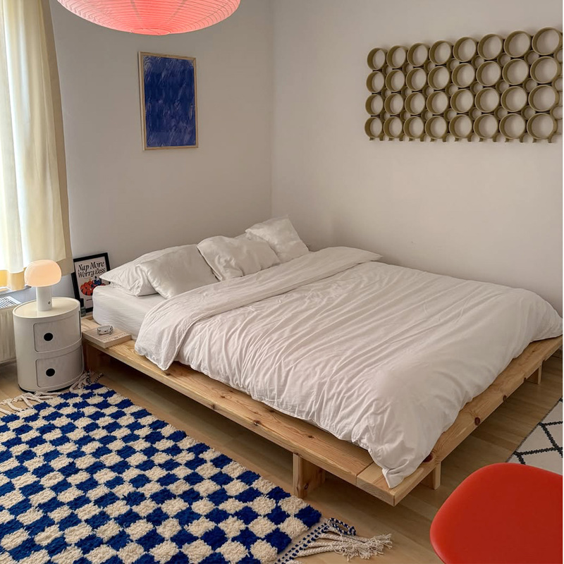 Solid Wood Bed Without Headboard for Small Apartment Double Bedroom 1.8m Nordic Floor-Standing Simple Tatami Bed Frame Platform Bed Solid Wood Bed Without Headboard for Small Apartment Double Bedroom 1.8m Nordic Floor-Standing Simple Tatami Bed Frame Platform Bed