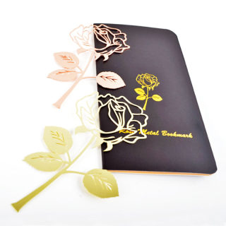 Chinese Style Creative Rose Bookmark in Metallic Color, Cute Stainless Steel Valentine's Day Gift, Creative Student Stationery