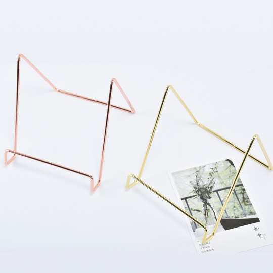 Nordic ins style desktop iron IPAD stand, metal electroplated CD, mask display stand, recipe plate stand