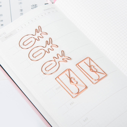 Factory direct sales of various metal paper clips, gold rose gold two-color optional creative white-collar office paper clips