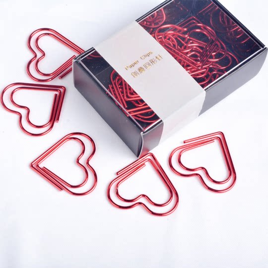 Lingqi new love red paper clip bookmark hand ledger peripheral learning stationery metal gift Taobao hot sale