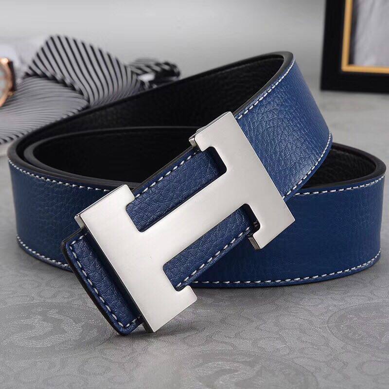 Trendy men's genuine leather belt with smooth buckle buckle, young students, business casual trendy young people's belt