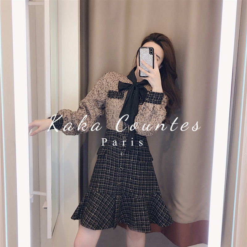 Sandro Moscoloni Spring new small sceneward dress with waist display slim and high end light lavish feminine dress