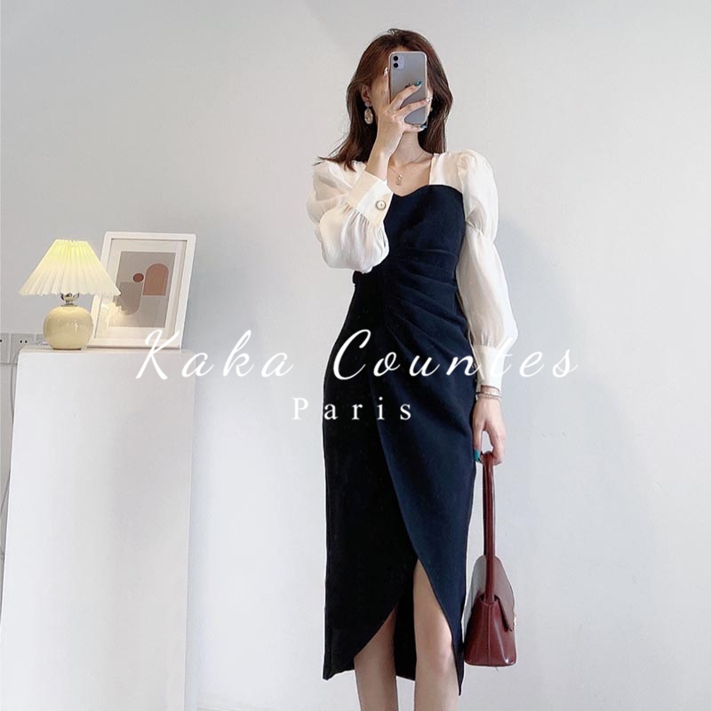 Sandro Moscoloni French Hepburn dress 2022 autumn new high-end temperament little black dress