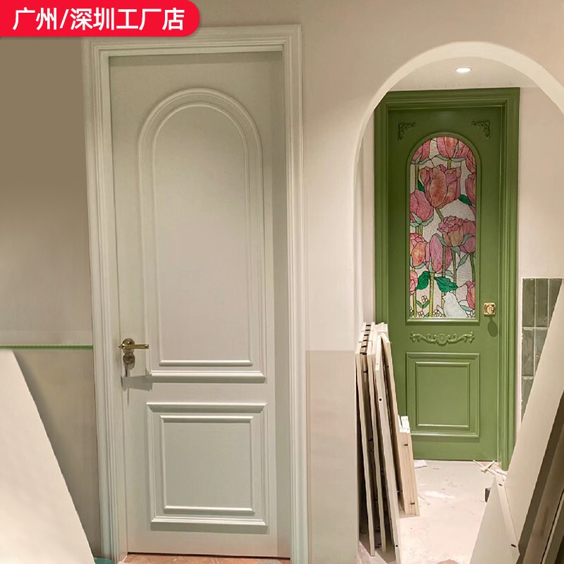 Interior Door, Painted Bathroom Door, Tiffany Stained Glass, Flat Opening Wooden Door, French Door, Bedroom French Vintage Door
