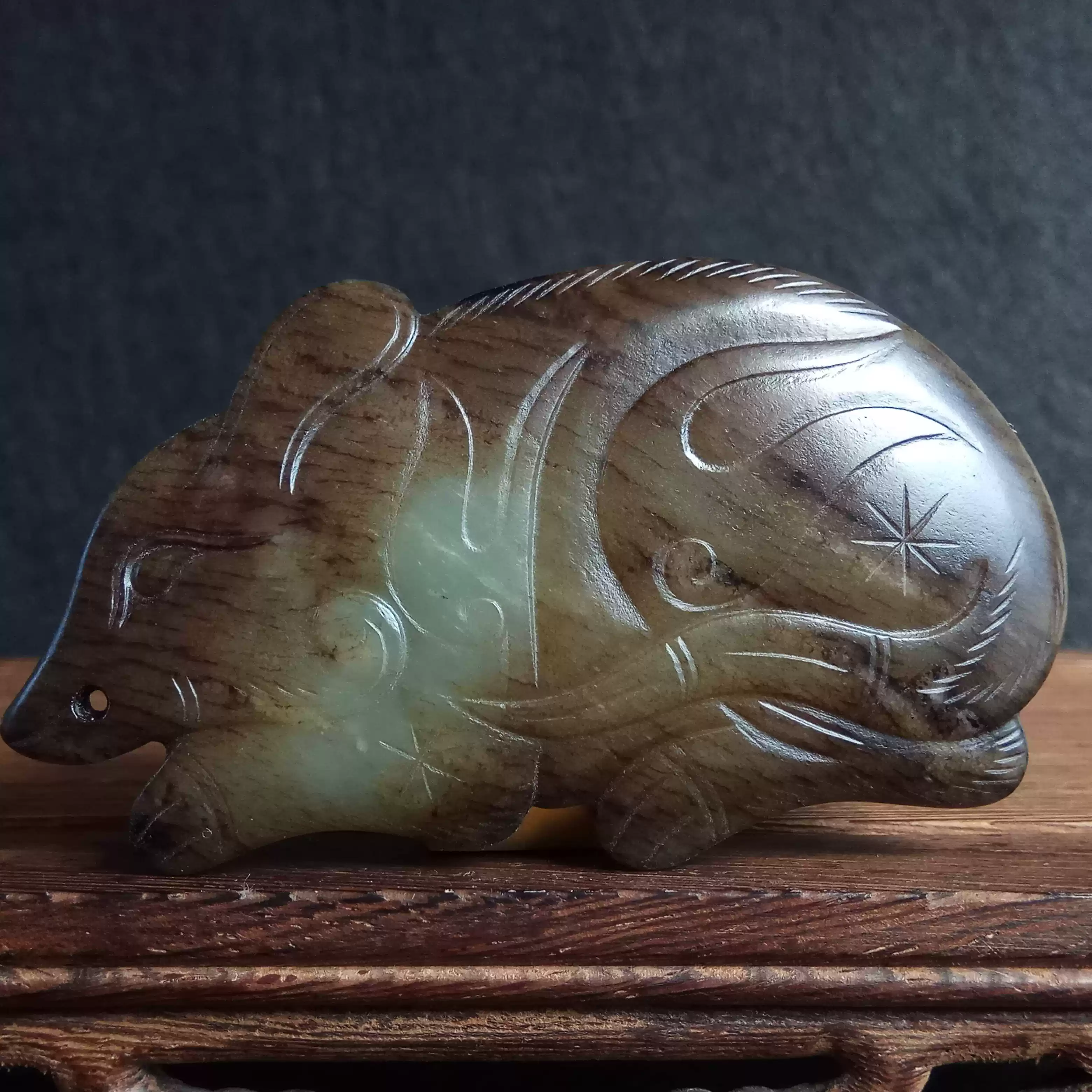 高古玉汉代玉器老和田白玉凤鸟形玉佩觿手把件