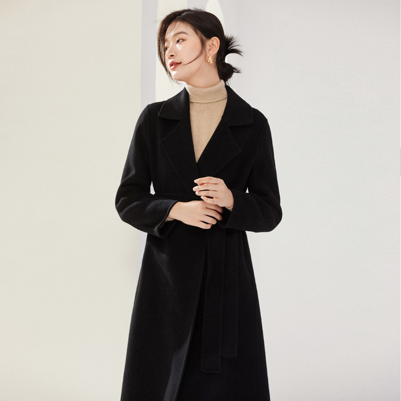 Autumn and Winter High-End Double-Sided Cashmere Coat for Women, Off-Season Mid-Length Over-The-Knee Slim-Fit Suit-Style Woolen Coat Autumn and Winter High-End Double-Sided Cashmere Coat for Women, Off-Season Mid-Length Over-The-Knee Slim-Fit Suit-Style Woolen Coat