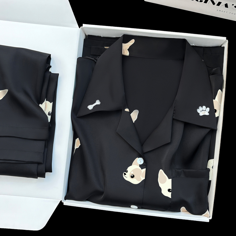 Coy Kiss Celebrity Style Silk Pajamas for Women, Autumn High-End Feel 2026 Men's Set Gift Box Home Wear