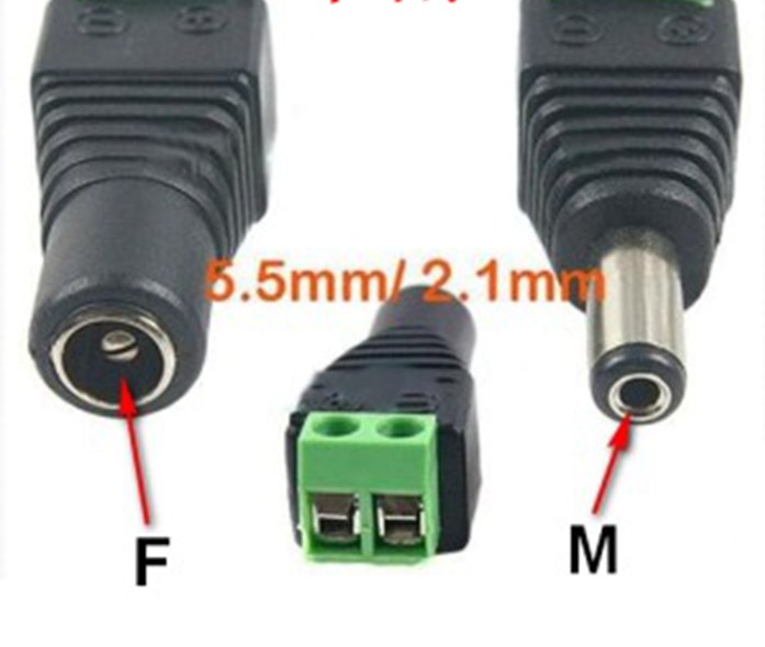DC Power Socket 5 5-2 1mm DC Solderless Head 12V Power Connector Male Head Butt Plug Monitoring Quick Succession