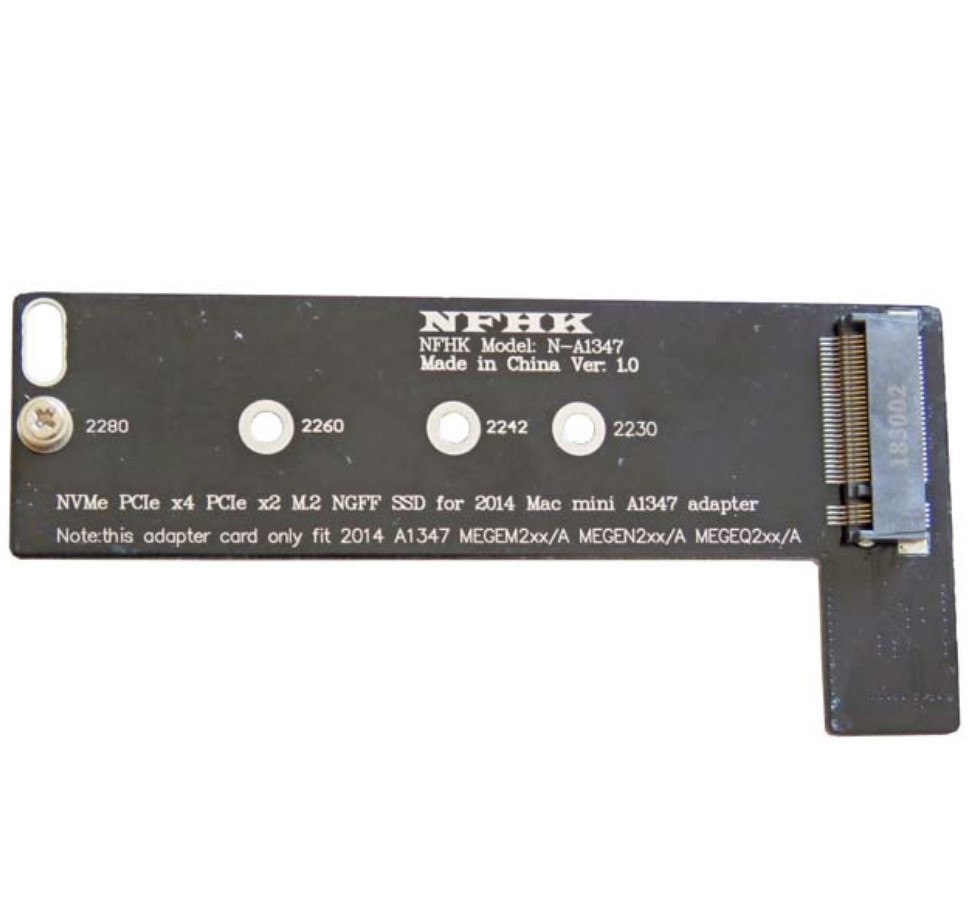 NVMe PCIe x4 M 2 NGFF to late 2014 Mac mini A1347 SSD transfer card