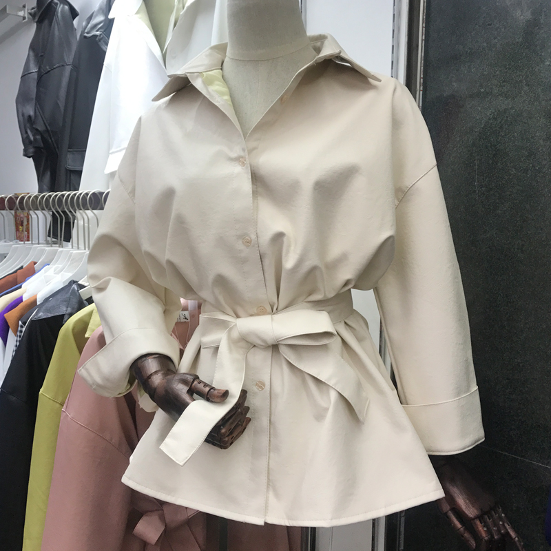 Hàn Quốc 2018 đầu thu mới thời trang hoang dã retro màu rắn cổ áo Polo cổ tay dài tay áo ngắn nữ sinh viên áo khoác nữ 2021