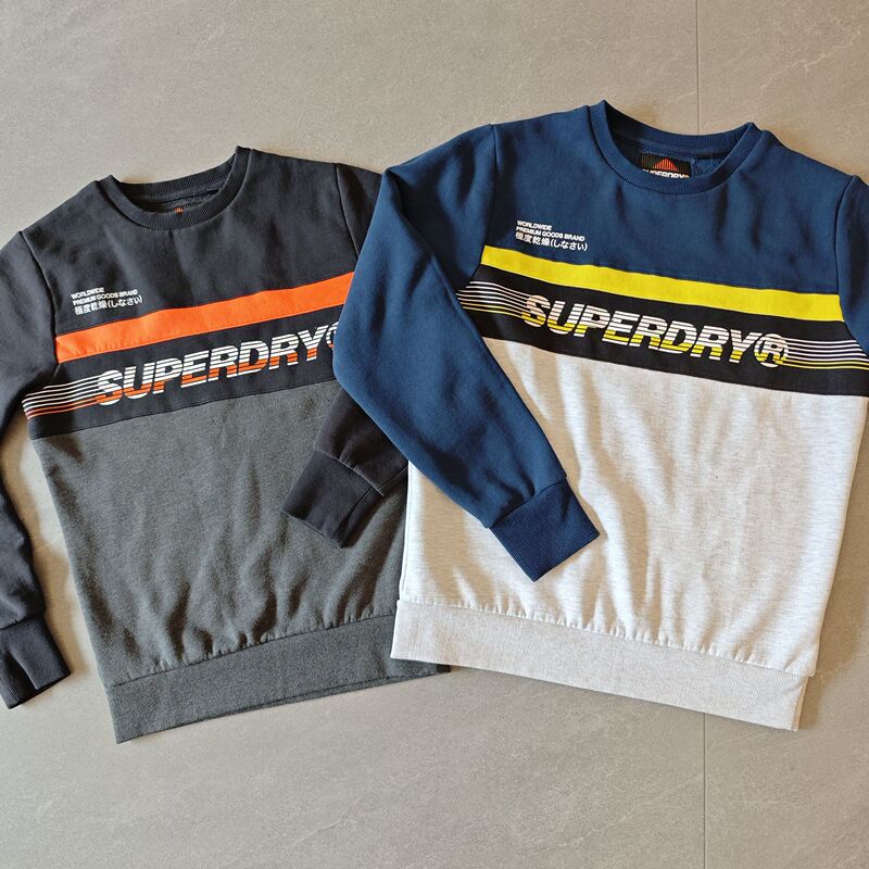 Clearance Price! Superdry Extremely Dry-Proof Spring and Autumn Men's and Women's Fleece-Lined Thickened Crew Neck Sweatshirt Base Layer Sportswear