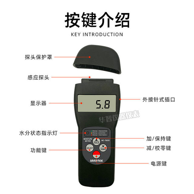 Lantai Wood Moisture Meter Mc7825P/S/Ps Chinese Herbal Medicine Wood Fiber Paper Moisture Meter Hygrometer
