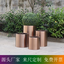 Cylinder Stainless Steel Basin Home Gardening Rose Gold Cylindrical Flower Bowl Womens Clothing Store Set Basin Props Soft Dress