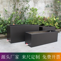 Street side partition stainless steel flower case deep curry-coloured rectangular flower pot villa hotel showroom custom-made 304