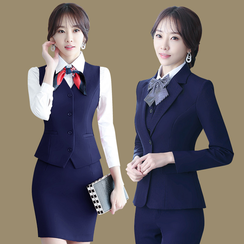 Stewardess uniform work clothes suit female formal wear student interview administration hotel front desk reception work clothes tide