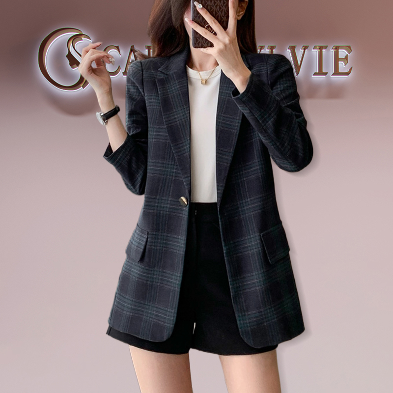 C&S High-End Plaid Blazer for Women 2025 New Autumn and Winter British Style Elegant Socialite High-End Suit
