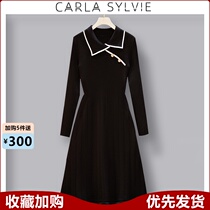 Large size high-end womens clothing fat mm spring 2021 new womens French waist thin knitted bottoming dress