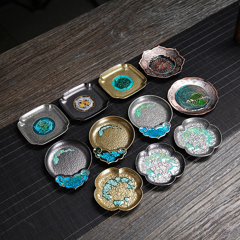 Alloy Coaster Retro Tea Coaster Creative Insulation Pad Tea Ceremony Accessories Kung Fu Tea Set Cup Holder Chinese Style Color