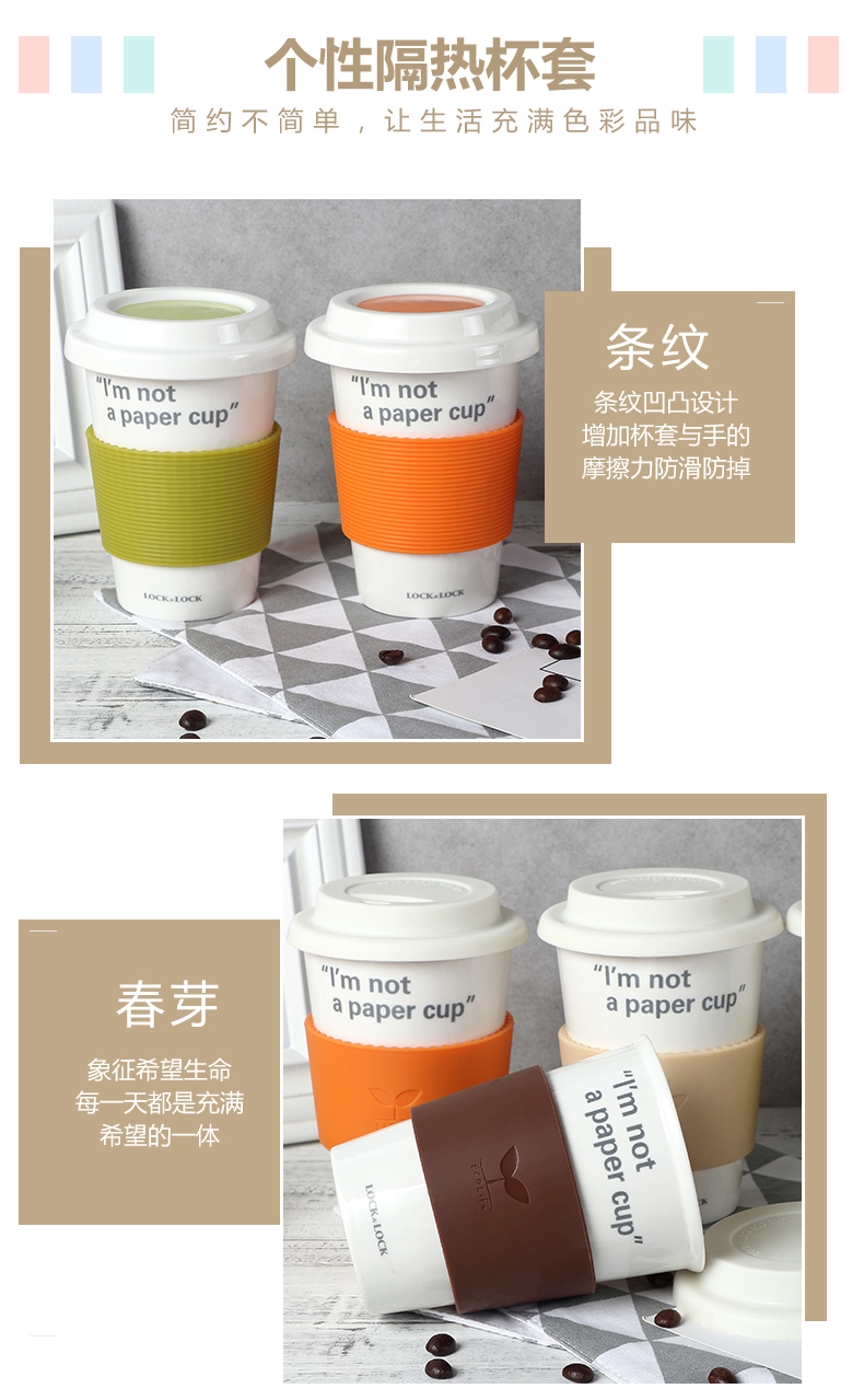 Khóa và khóa ly cốc gốm văn phòng có nắp đậy sáng tạo cốc gốm vài ly cốc gốm cốc sáng tạo bình ủ cháo lock&lock