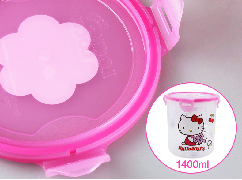 Khóa và khóa hộp tươi hello kitty nhựa kín lò vi sóng hộp ăn trưa dễ thương bát lưu trữ phim hoạt hình - Hộp cơm điện sưởi ấm hộp cơm điện inox 3 ngăn	