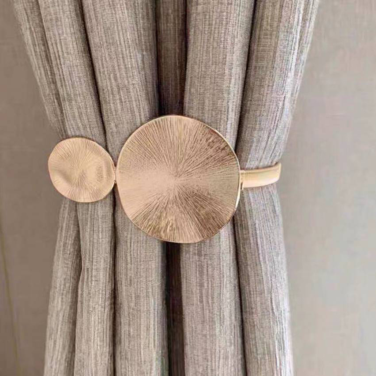 Curtain light luxury strap metal alloy leaf feather deer head curtain buckle spring buckle free punching strap tie