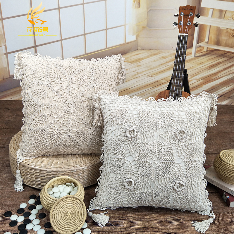 Flower Street 5th phòng khách sofa gối đệm tay crochet móc hoa bông hollow dệt lại đệm với lõi