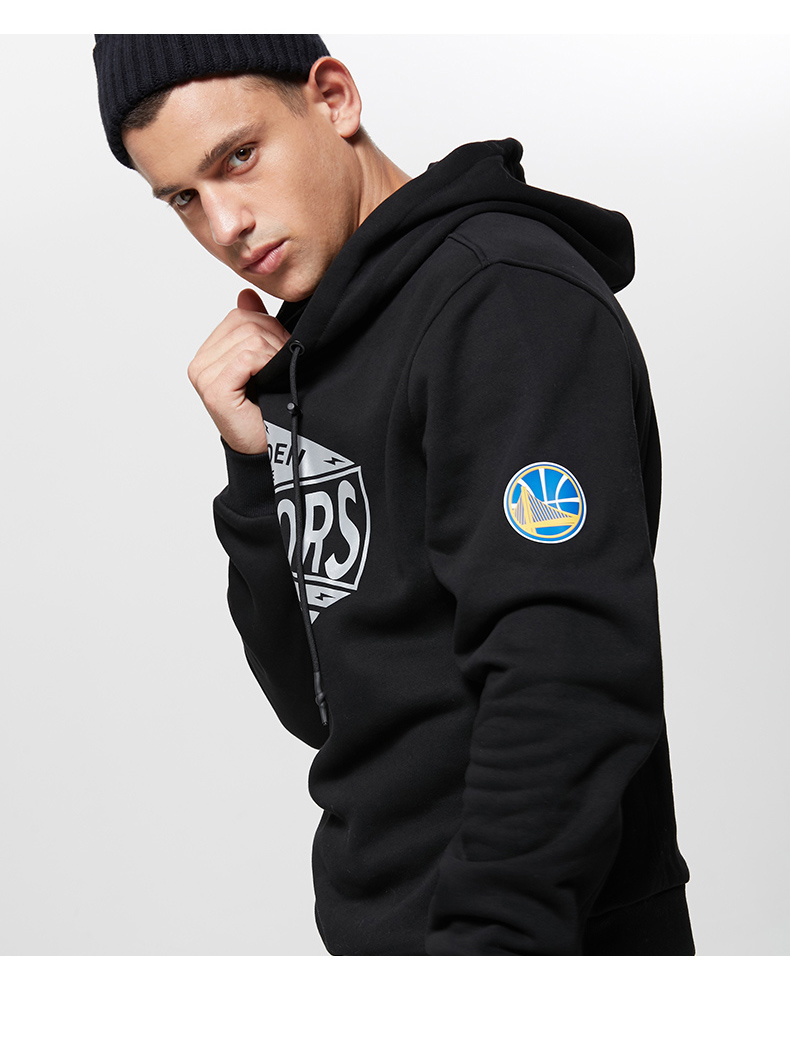 Chiến binh NBA lỏng lẻo in phản quang lông cừu dài tay áo trùm đầu áo len áo len - Thể thao lông cừu / jumper áo hoodie cặp