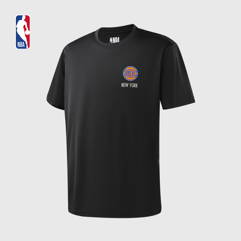 Nba Team Culture Series New York Knicks Summer Sports Versatile Casual Fitness Unisex Black Short-Sleeved T-Shirt