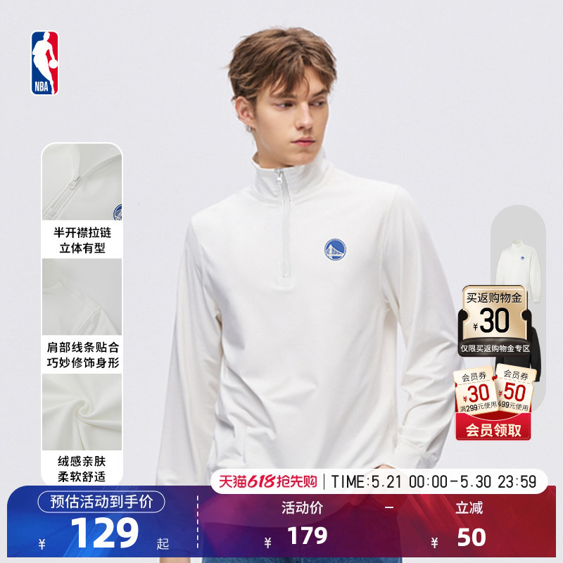 Nba Official Authentic Warriors/Lakers/League Autumn and Winter Unisex Half-Zip Sports Pullover Long-Sleeve T-Shirt