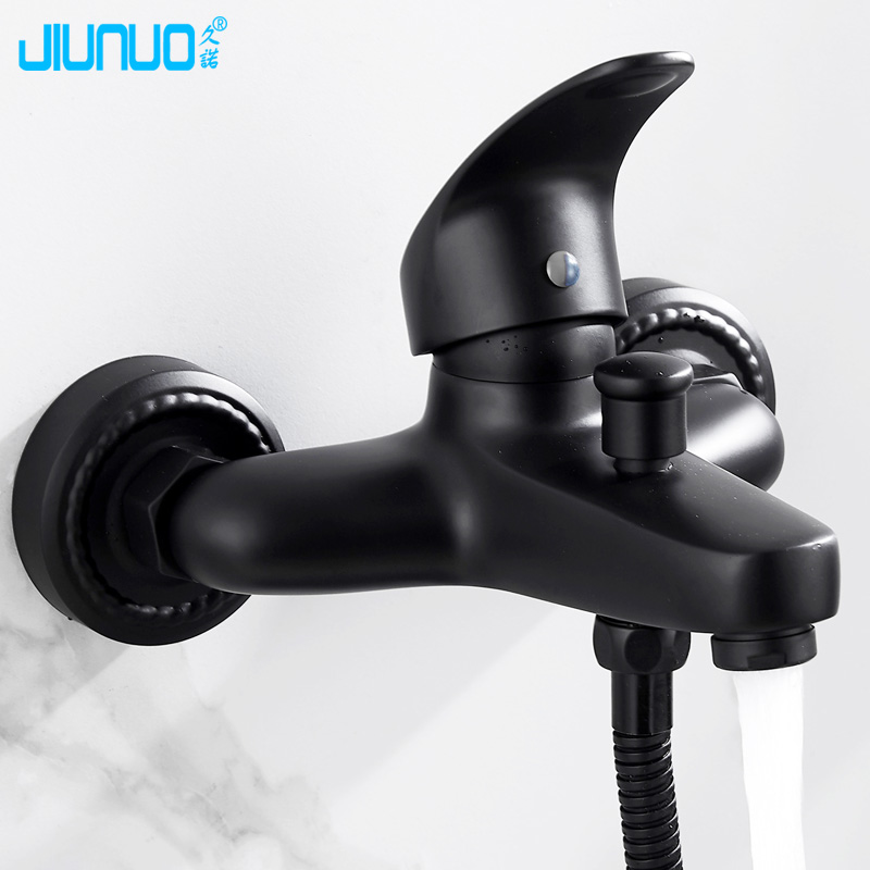 Eurostyle black shower hot and cold tap bathroom bathtub tap simple booster shower head shower shower suit