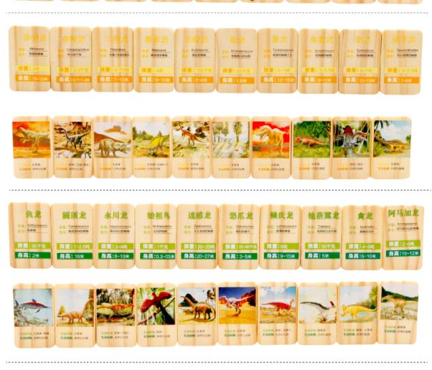 Thịt viên gỗ 90 miếng khủng long hai mặt động vật nhận thức domino Giáo dục mầm non Giáo dục trí tuệ khối xây dựng đồ chơi bộ xếp hình bằng khối gỗ