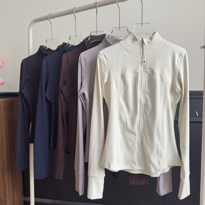 Lulu Style Yoga Jacket for Women, Spring and Autumn Outdoor Fitness Stand-Up Collar Cardigan Jacket, Quick-Drying Running Sports Top