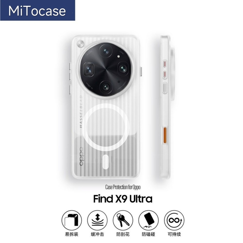 Summer Heat Dissipation Suitable for Oppo Find X9Ultra Phone Case X9Spro Magnetic Ice Fog Corrugated Texture Matte Protective Case X9 Hard Business-Grade Premium Metal Buttons